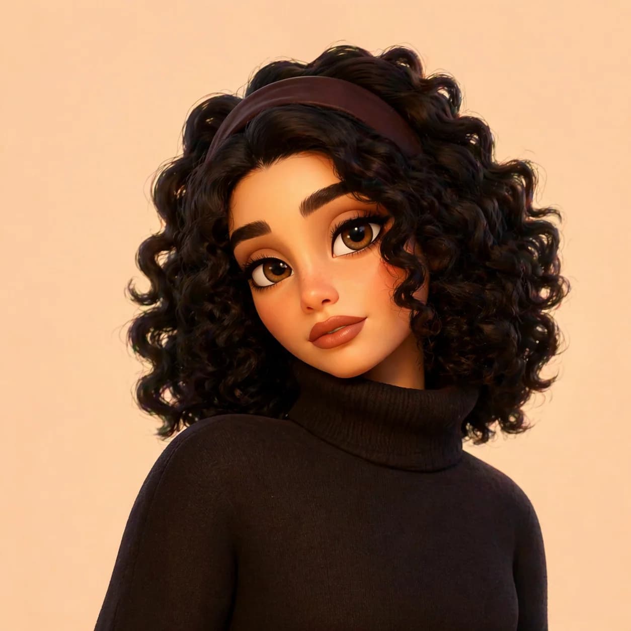 3D Cartoon caricature of young woman with dark curly hair generated by GPT Image 2