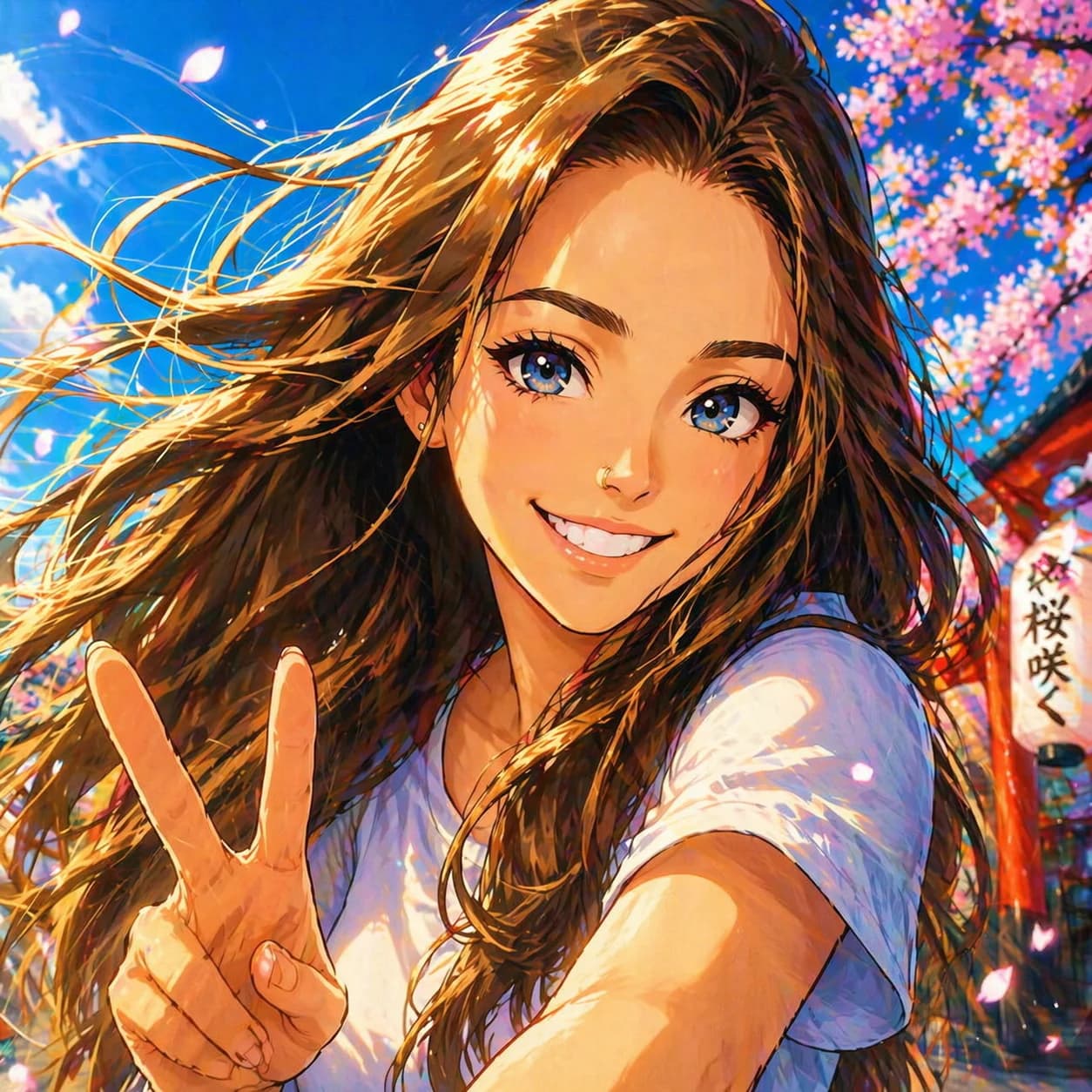 Anime caricature of smiling woman with long hair generated by GPT Image 2