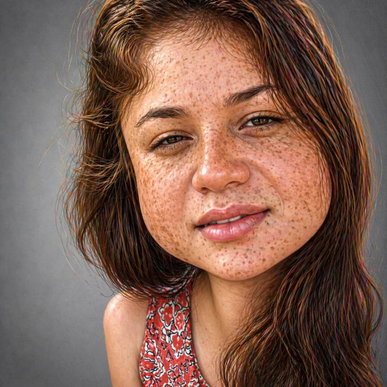 Realistic Caricature caricature of teenager with freckles and short hair generated by GPT Image 2